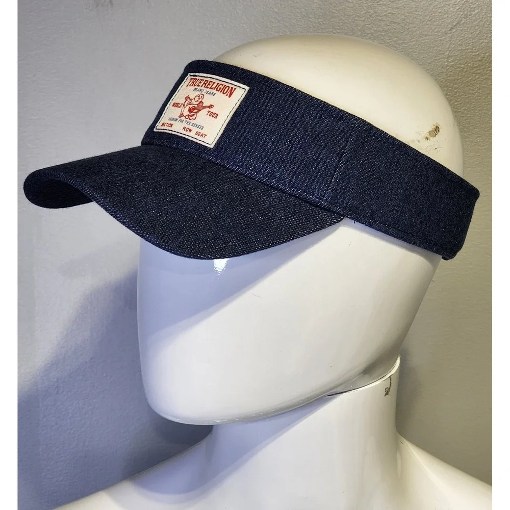 True Religion Buddha Denim Visor‎ Adjustable Strap Hat One Size Unisex Adult